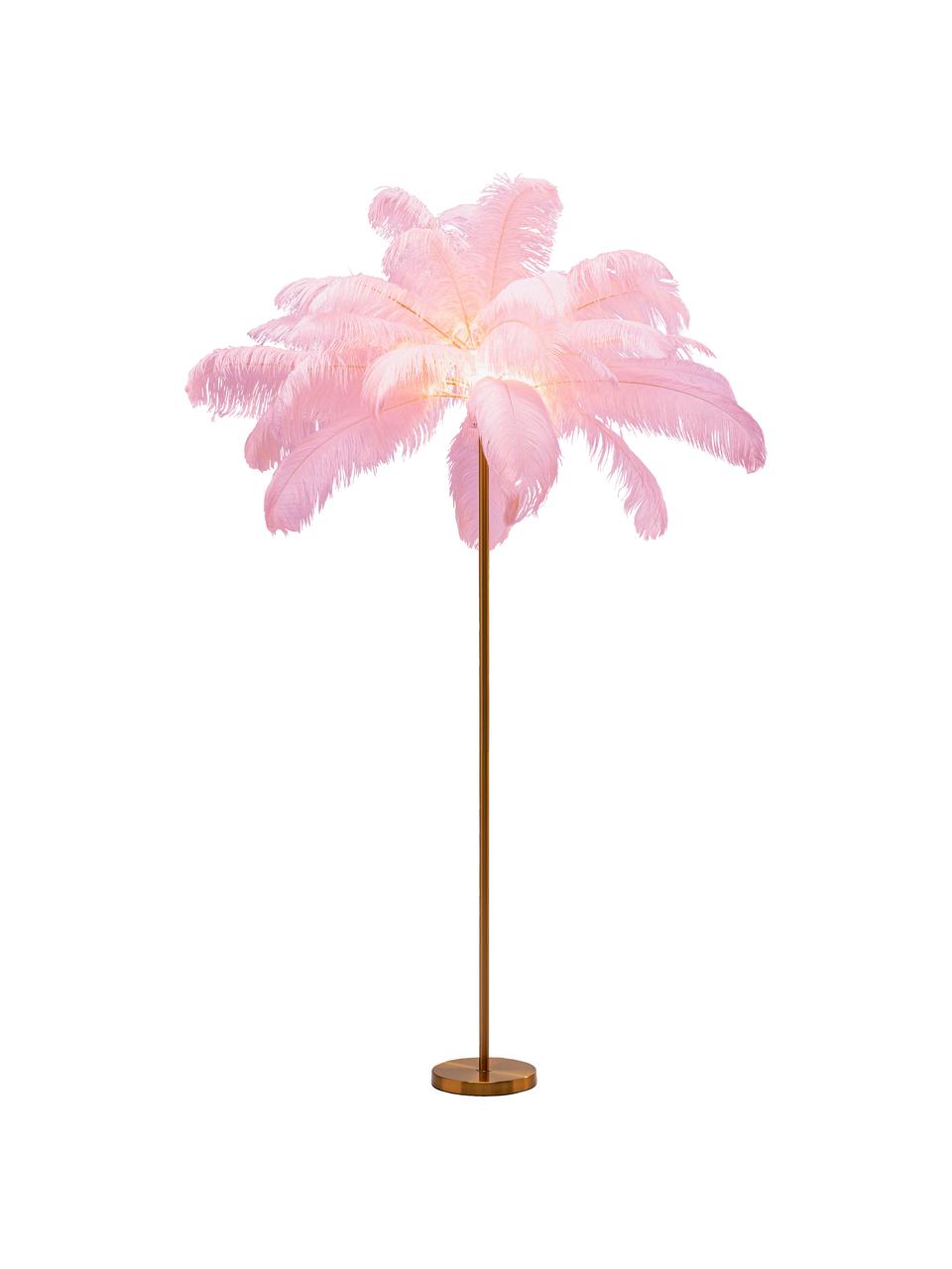 Stojacia lampa Feather Palm, Odtiene zlatej, bledoružová, Ø 65 x V 165 cm