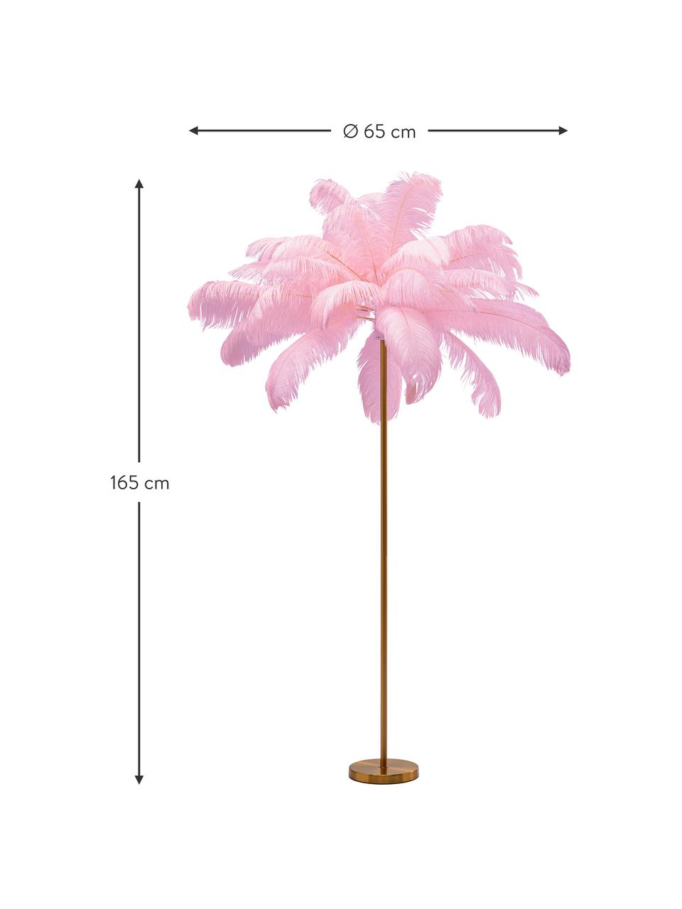 Lampa podłogowa Feather Palm, Odcienie złotego, blady różowy, Ø 65 x W 165 cm