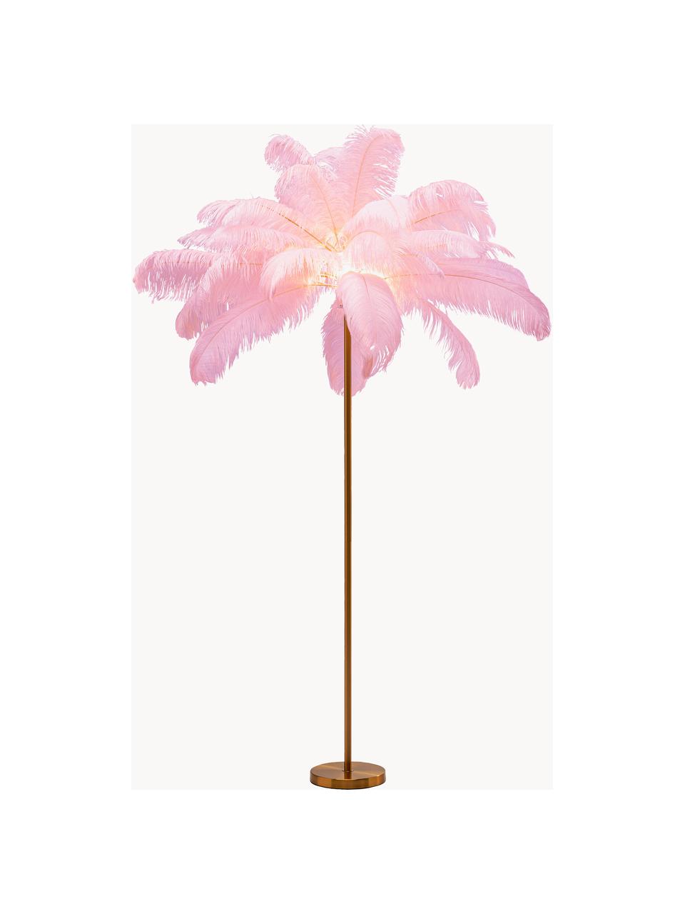Lampa podłogowa Feather Palm, Odcienie złotego, blady różowy, W 165 cm