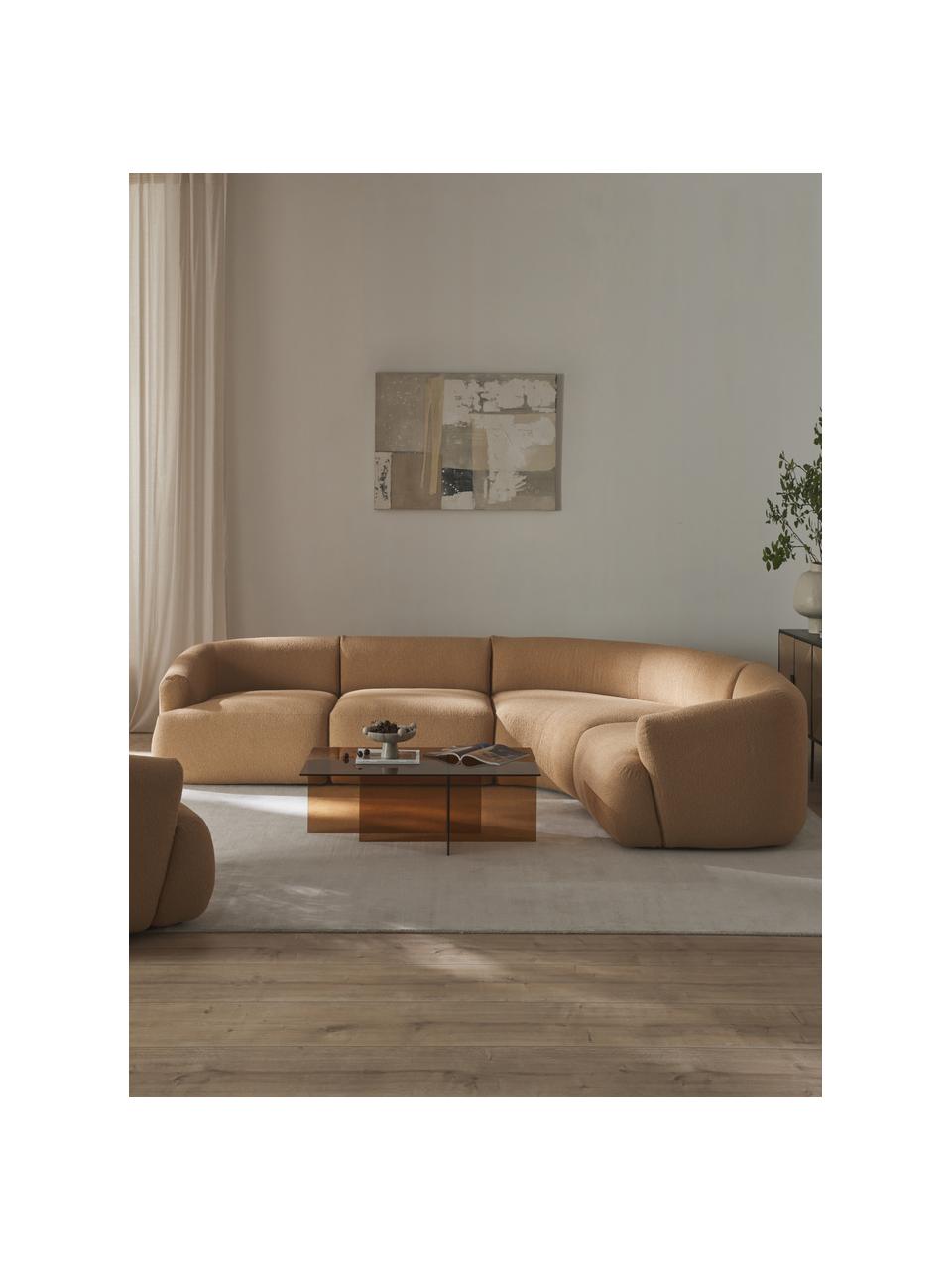 Canapé d'angle modulable 4 places en tissu bouclé Sofia, Bouclé beige, larg. 318 x prof. 235 cm