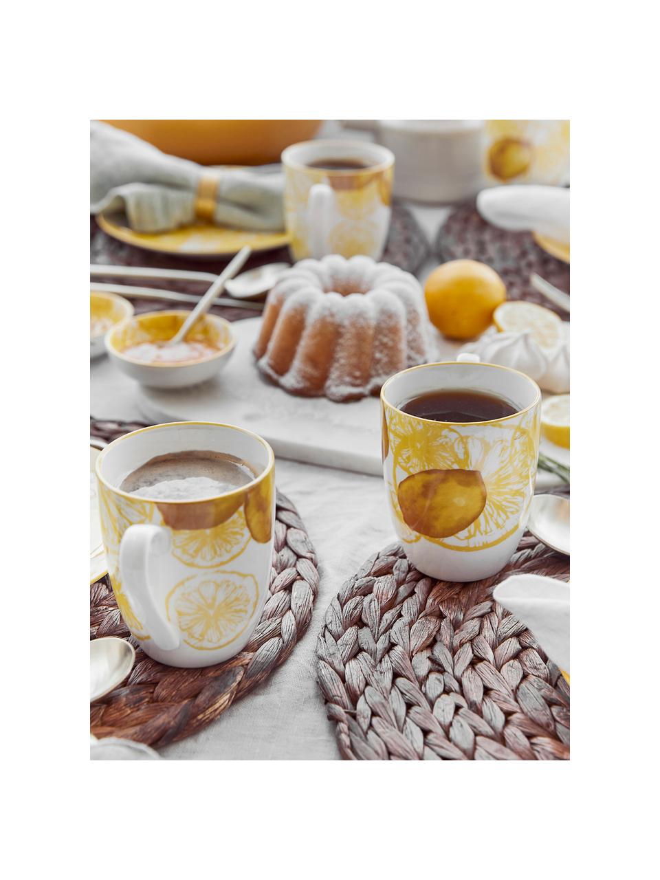 Tasse porcelaine Lemon, 2 pièces, Blanc, jaune