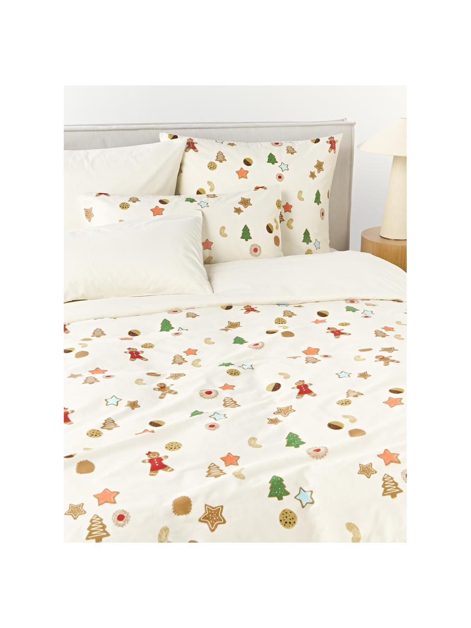 Taie d'oreiller en percale de coton au design Cookies de Kera Till, Blanc cassé, multicolore, larg. 50 x long. 70 cm