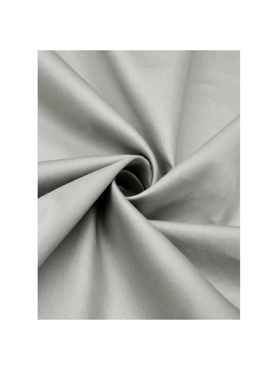 Drap plat en satin de coton gris clair Comfort, Gris clair, larg. 240 x long. 300 cm