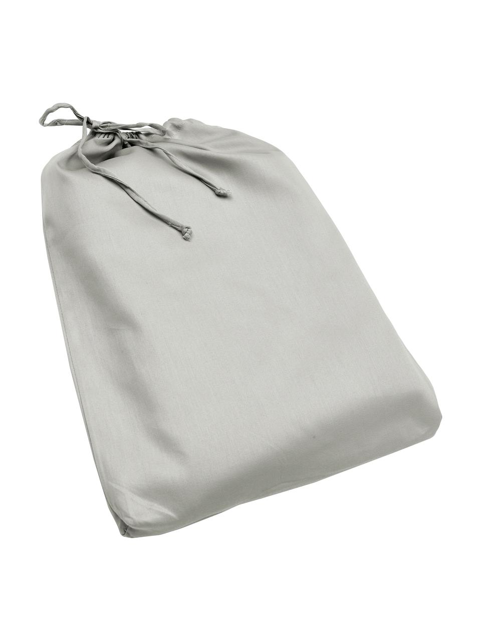 Drap plat en satin de coton gris clair Comfort, Gris clair, larg. 240 x long. 300 cm