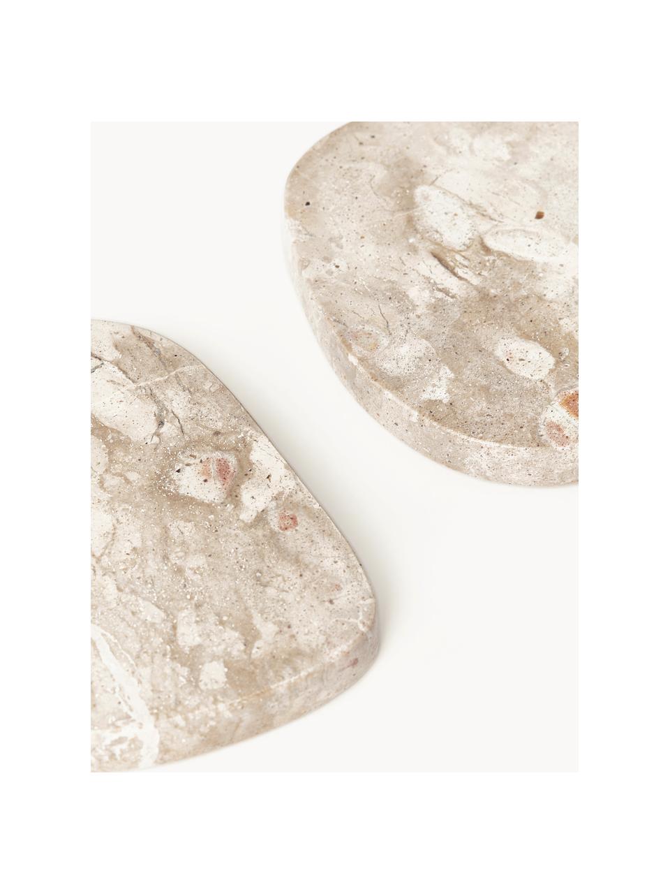 Marmor-Untersetzer Lio, 4 Stück, Marmor, Beige, marmoriert, B 10 x T 10 cm