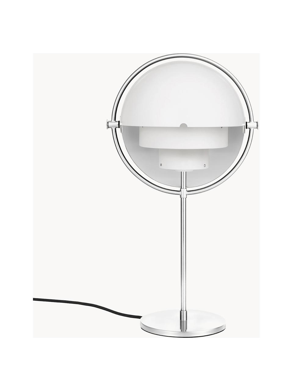 Velká nastavitelná stolní lampa Multi-Lite, Potažený hliník, Bílá matná, lesklá stříbrná, Ø 24 cm, V 50 cm