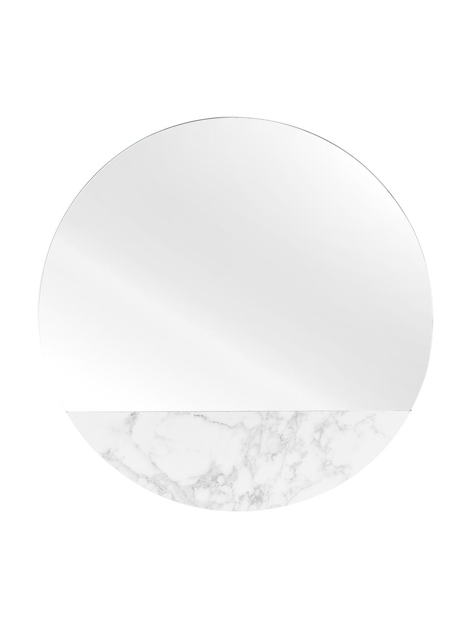 Miroir mural blanc rond Stockholm, Blanc marbré, Ø 40 x prof. 1 cm