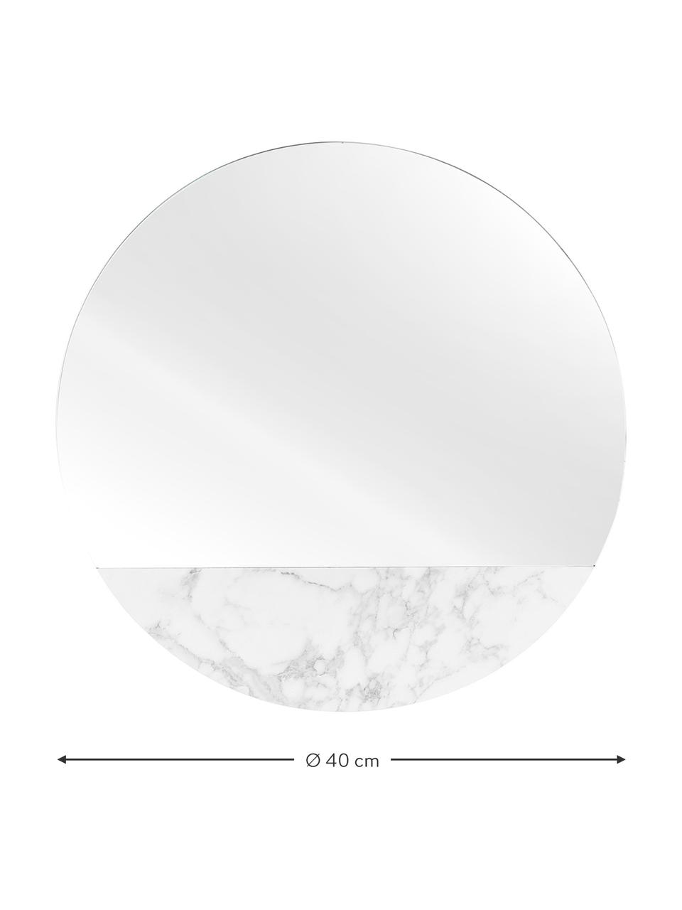 Specchio da parete effetto marmo Stockholm, Ornamento: melamina, Retro: pannelli di fibra a media, Superficie dello specchio: lastra di vetro, Bianco marmorizzato, Ø 40 cm x Prof. 1 cm