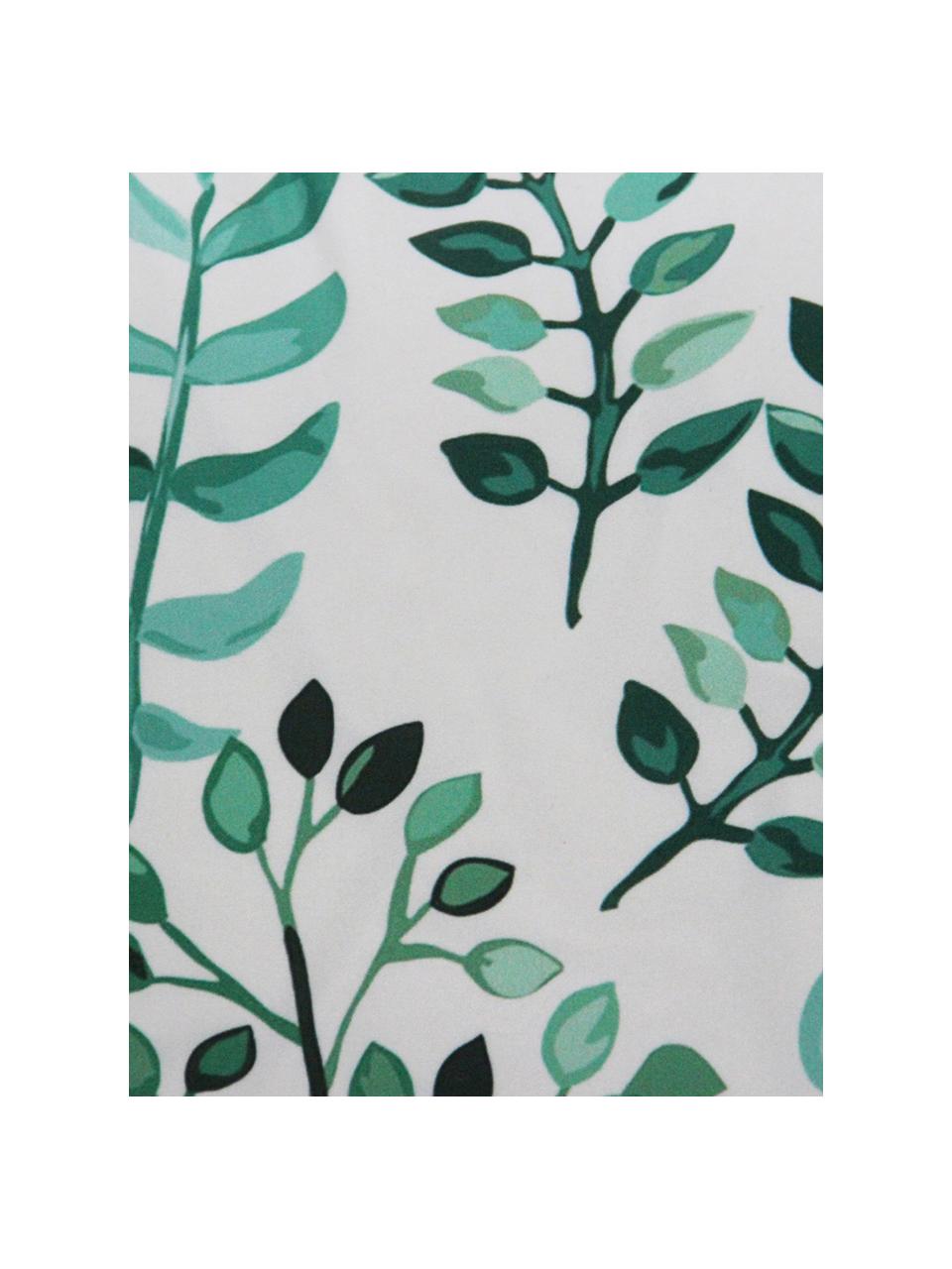 Kussenhoes Leaves met bladpatroon, Polyester, Wit, groentinten, 40 x 40 cm