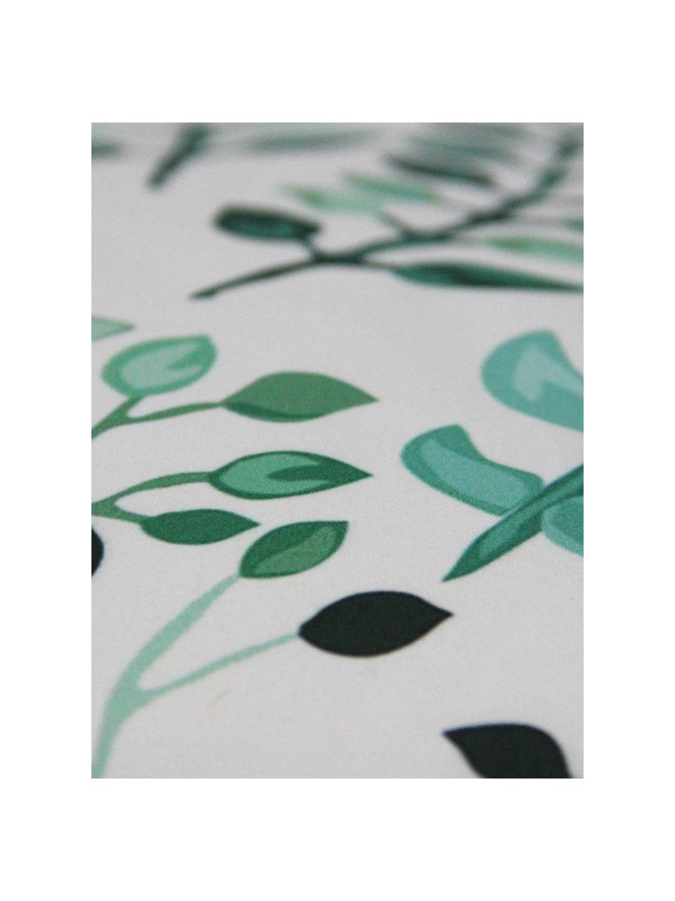 Kussenhoes Leaves met bladpatroon, Polyester, Wit, groentinten, 40 x 40 cm