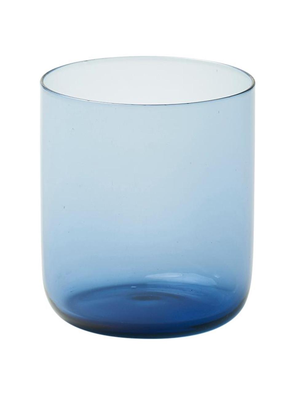 Mondgeblazen waterglazen Bloom in blauw, 6 stuks, Mondgeblazen glas, Blauw, Ø 7 x H 8 cm, 220 ml