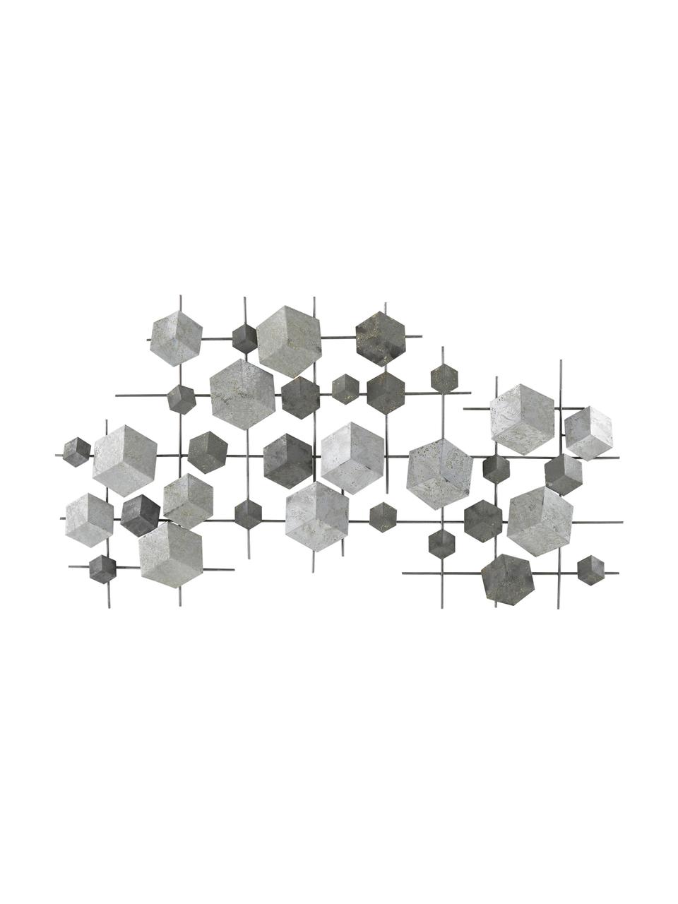 Wandobjekt Cube aus lackiertem Metall, Metall, lackiert, Grau, 92 x 50 cm
