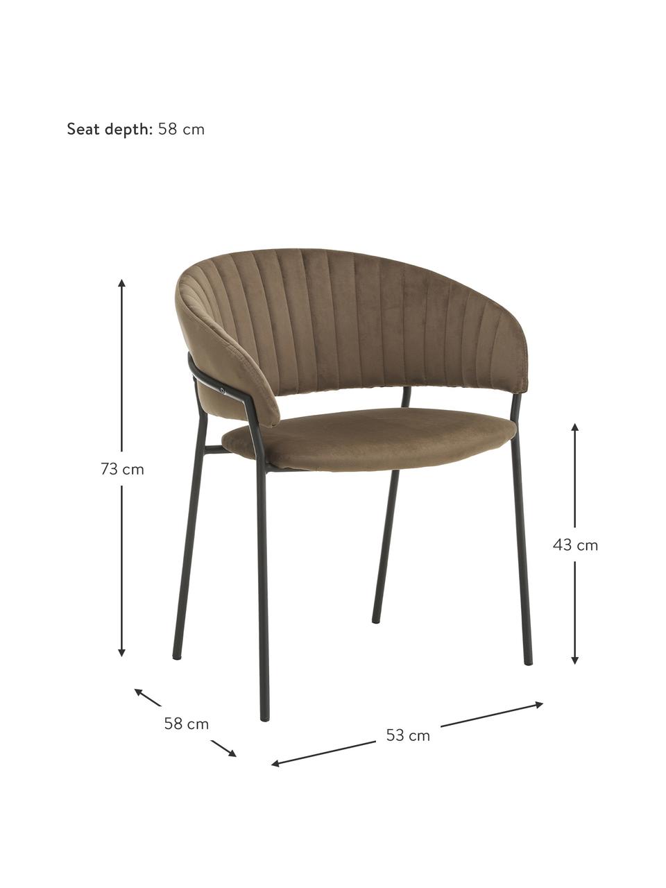 Samt-Polsterstuhl Room in Braun, Bezug: 100% Polyestersamt, Gestell: Metall, beschichtet, Braun, B 53 x T 58 cm