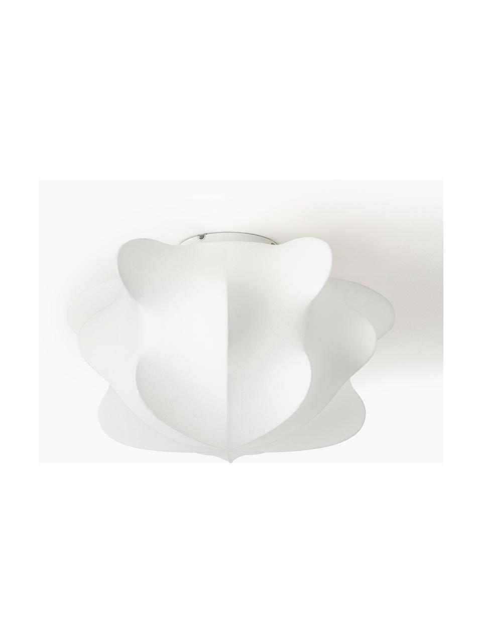 Lampada da soffitto effetto seta Arwa, Paralume: plastica effetto seta, Baldacchino: metallo verniciato a polv, Bianco, Ø 52 x Alt. 31 cm