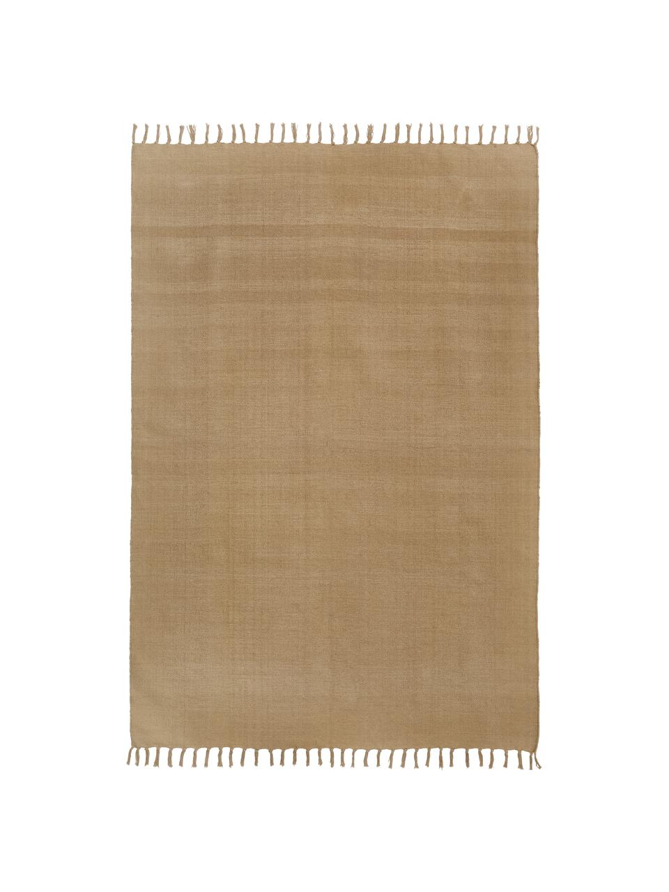 Dünner Baumwollteppich Agneta in Beige, handgewebt, 100% Baumwolle, Beige, B 200 x L 300 cm (Größe L)