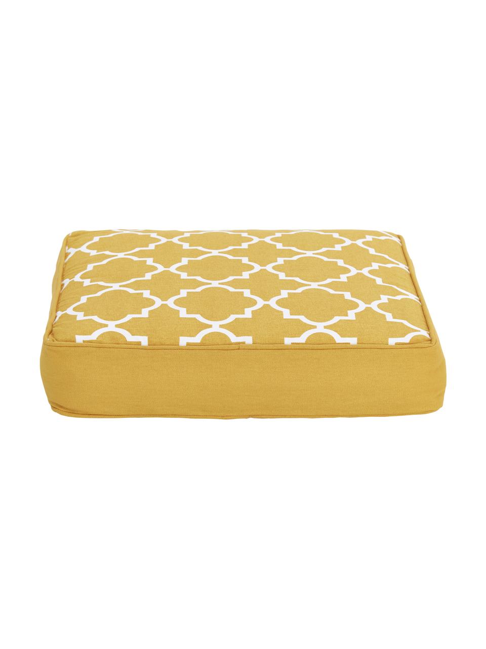Hohes Sitzkissen Lana in Gelb/Weiß, Bezug: 100% Baumwolle, Gelb, 40 x 40 cm