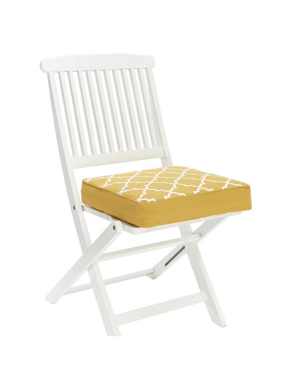 Cuscino sedia alto giallo/bianco Lana, Rivestimento: 100% cotone, Giallo, Larg. 40 x Lung. 40 cm