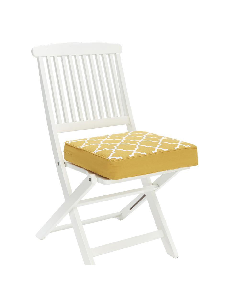 Hohes Sitzkissen Lana in Gelb/Weiss, Bezug: 100% Baumwolle, Gelb, 40 x 40 cm