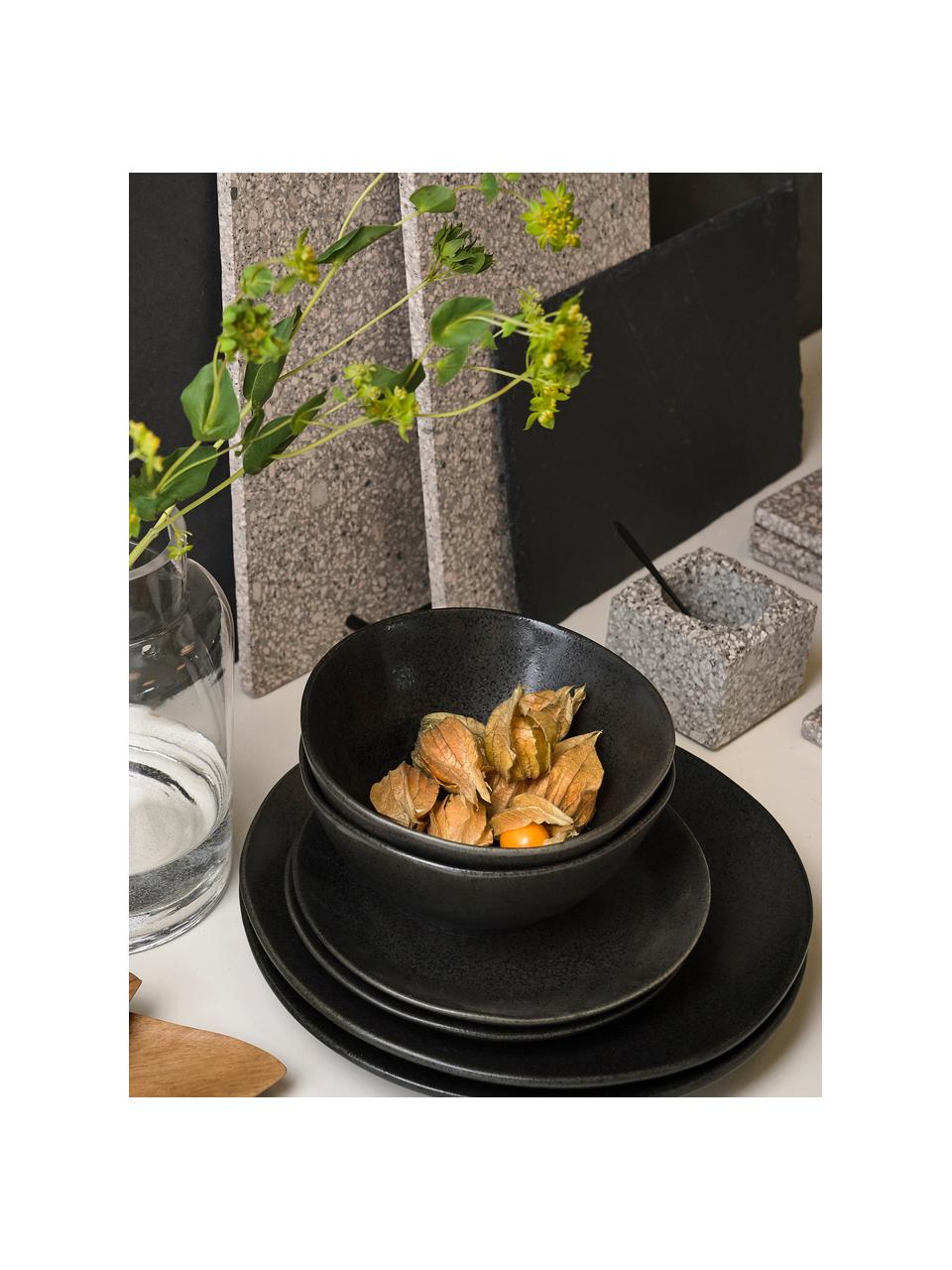 Assiette à dessert grès cérame anthracite Heban, 6 pièces, Anthracite