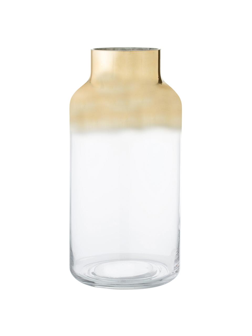 Mundgeblasene Vase Julie, Glas, Goldfarben, Transparent, Ø 16 x H 35 cm
