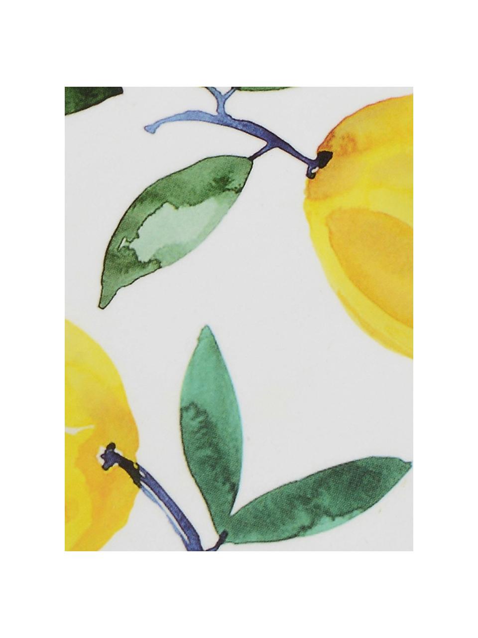 Sottobicchiere con motivo limoni Lemons 4 pz, Sughero rivestito, Bianco, giallo, verde, Ø 12 cm