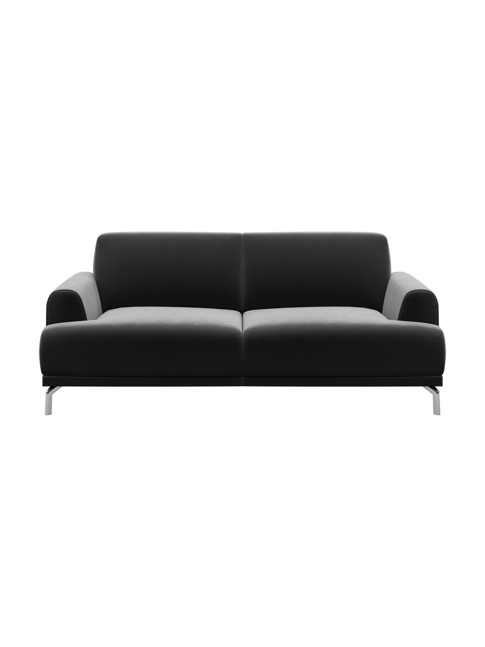 Sofa z aksamitu Puzo (2-osobowa), Tapicerka: 100% aksamit poliestrowy,, Nogi: metal lakierowany, Ciemny szary, S 170 x G 84 cm