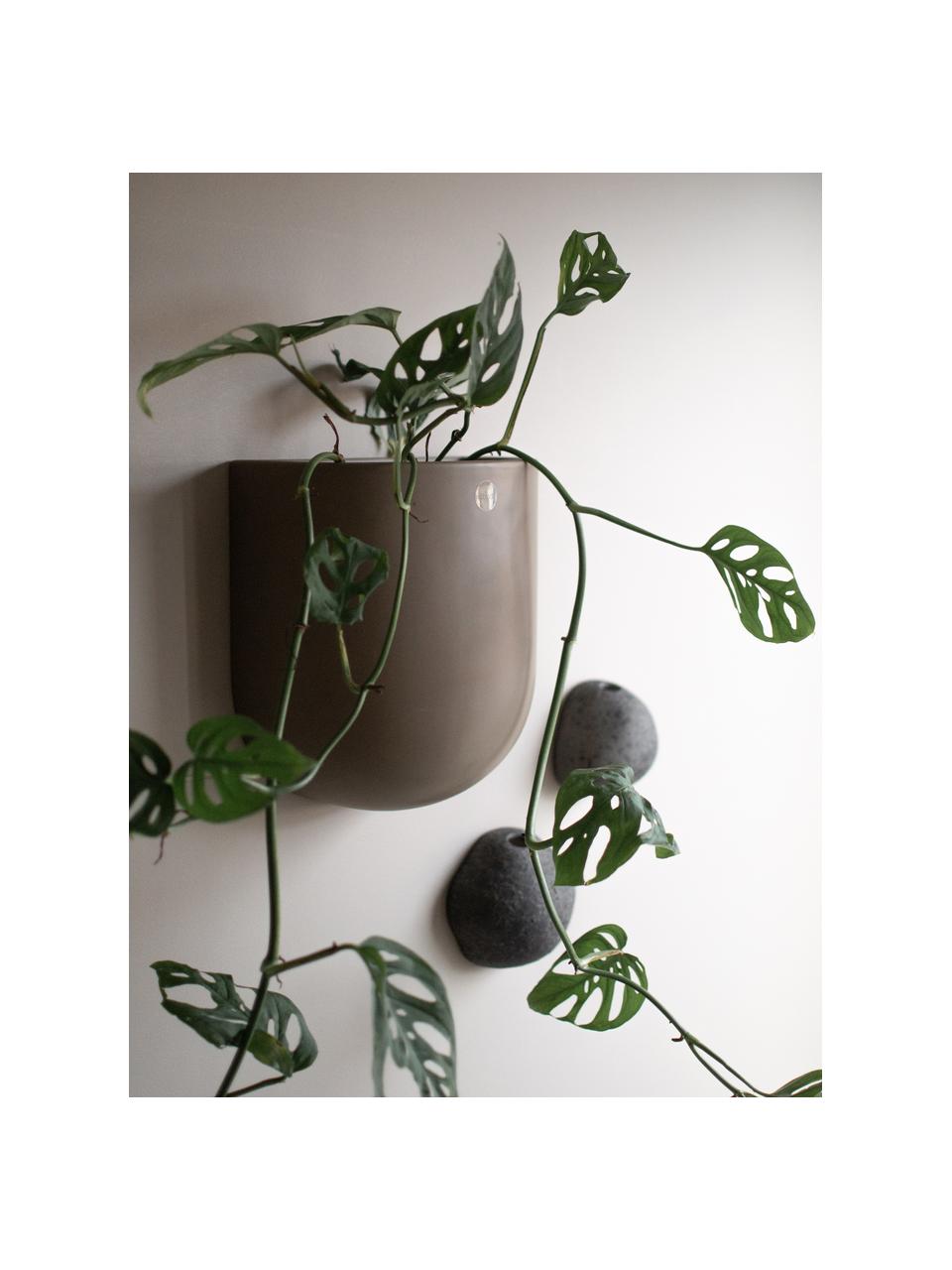 Wandplantenpot Cut, B 21 cm, Keramiek, Mat taupe, B 21 x H 24 cm