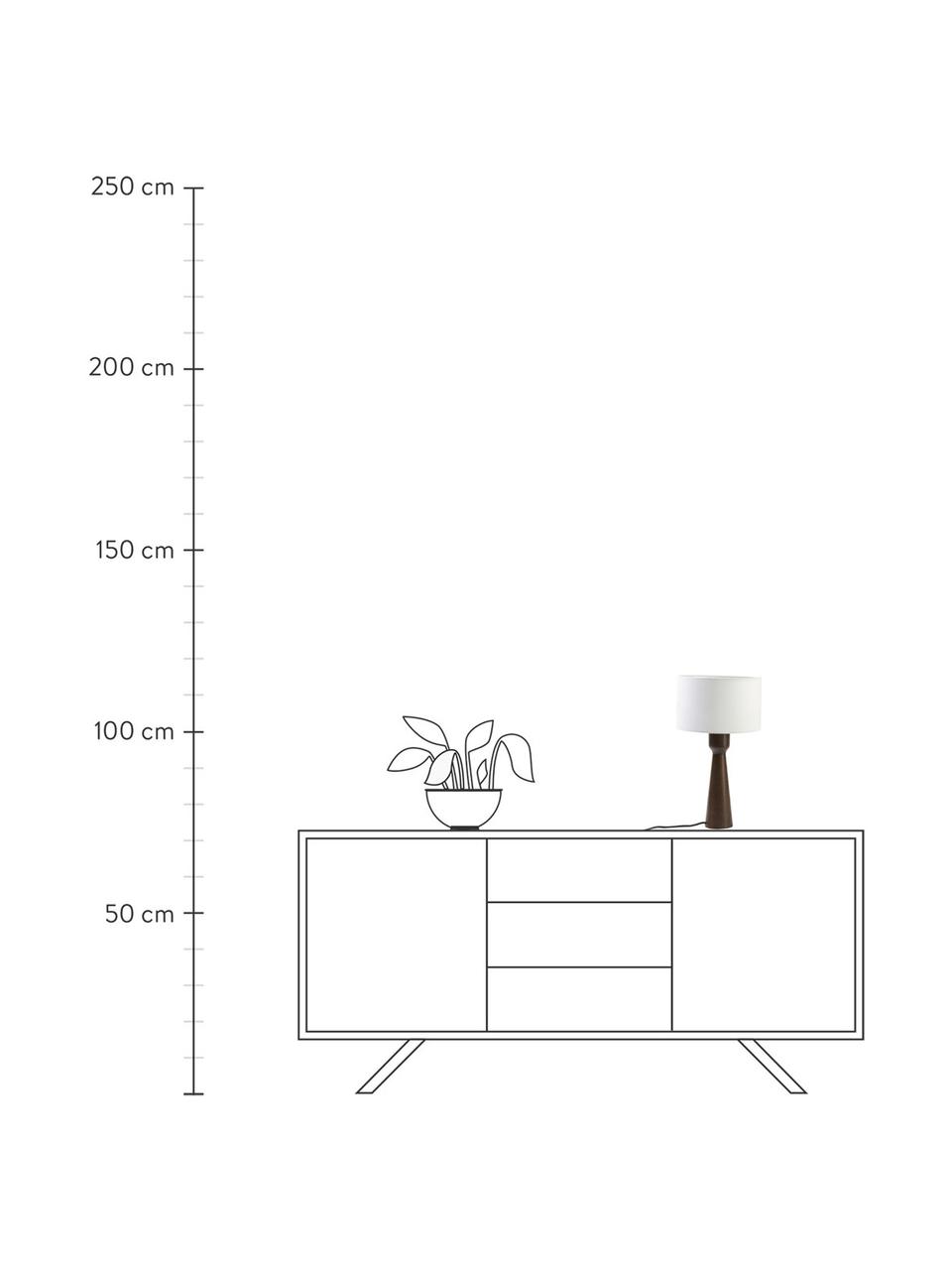 Tischlampe Jascha aus dunklem Eschenholz, Lampenfuß: Eschenholz, FSC-zertifizi, Lampenschirm: Stoff in Leinenoptik, Dunkles Eschenholz, Weiß, Ø 24 x H 43 cm