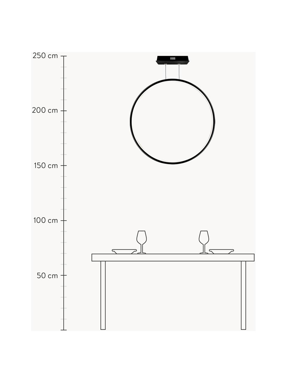 Grosse LED-Pendelleuchte Ring mit Diffusorscheibe, Lampenschirm: Silikon, Metall, pulverbe, Baldachin: Metall, pulverbeschichtet, Schwarz, Ø 80 x T 2 cm