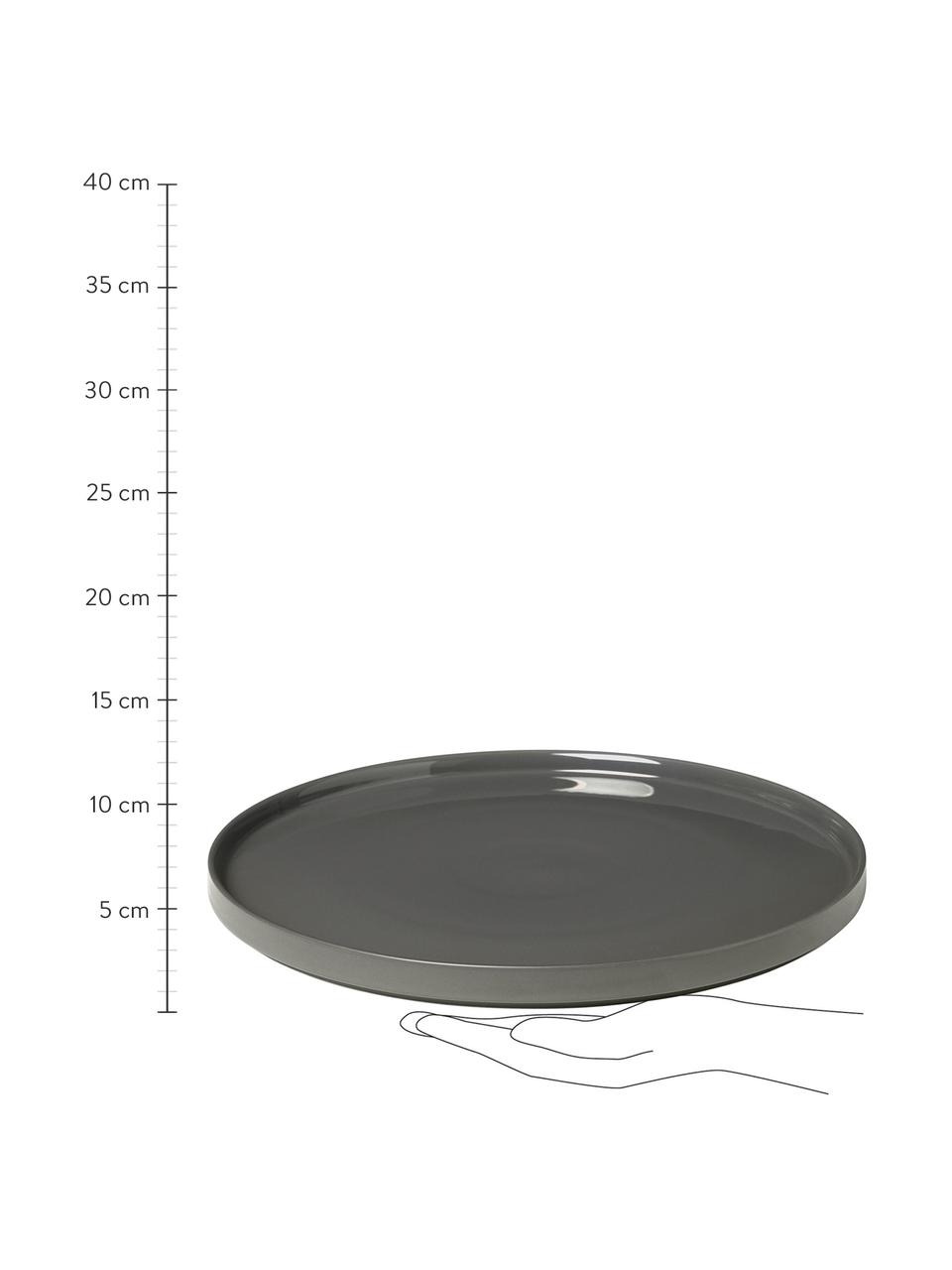 Servierplatte Pilar in Dunkelgrau matt/glänzend, Ø 32 cm, Keramik, Dunkelgrau, Ø 32 cm