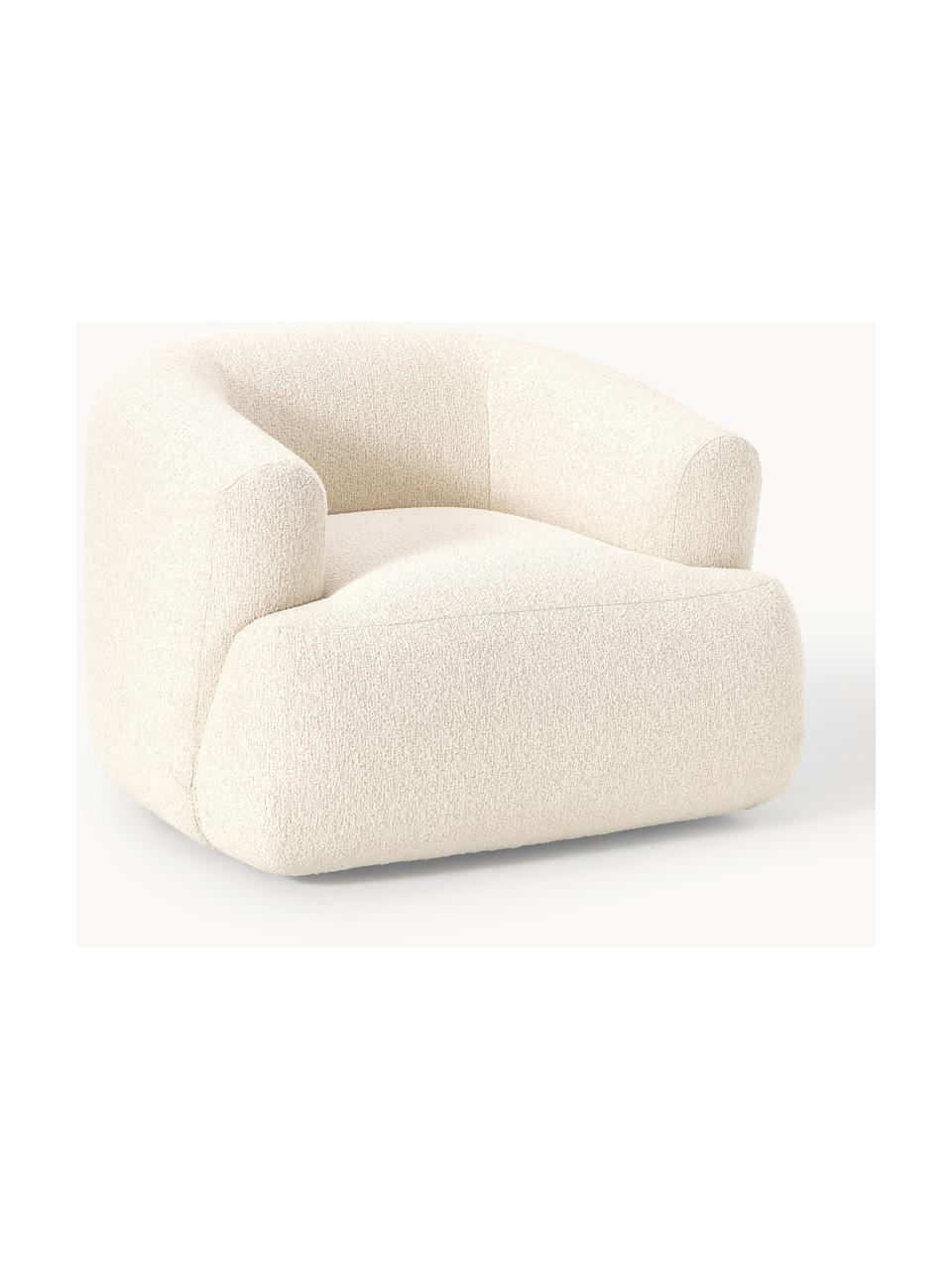 Sillón en tejido bouclé Sofia, Tapizado: tejido bouclé (100% polié, Estructura: madera de abeto con certi, Patas: plástico, Bouclé Off White, An 97 x Al 84 cm