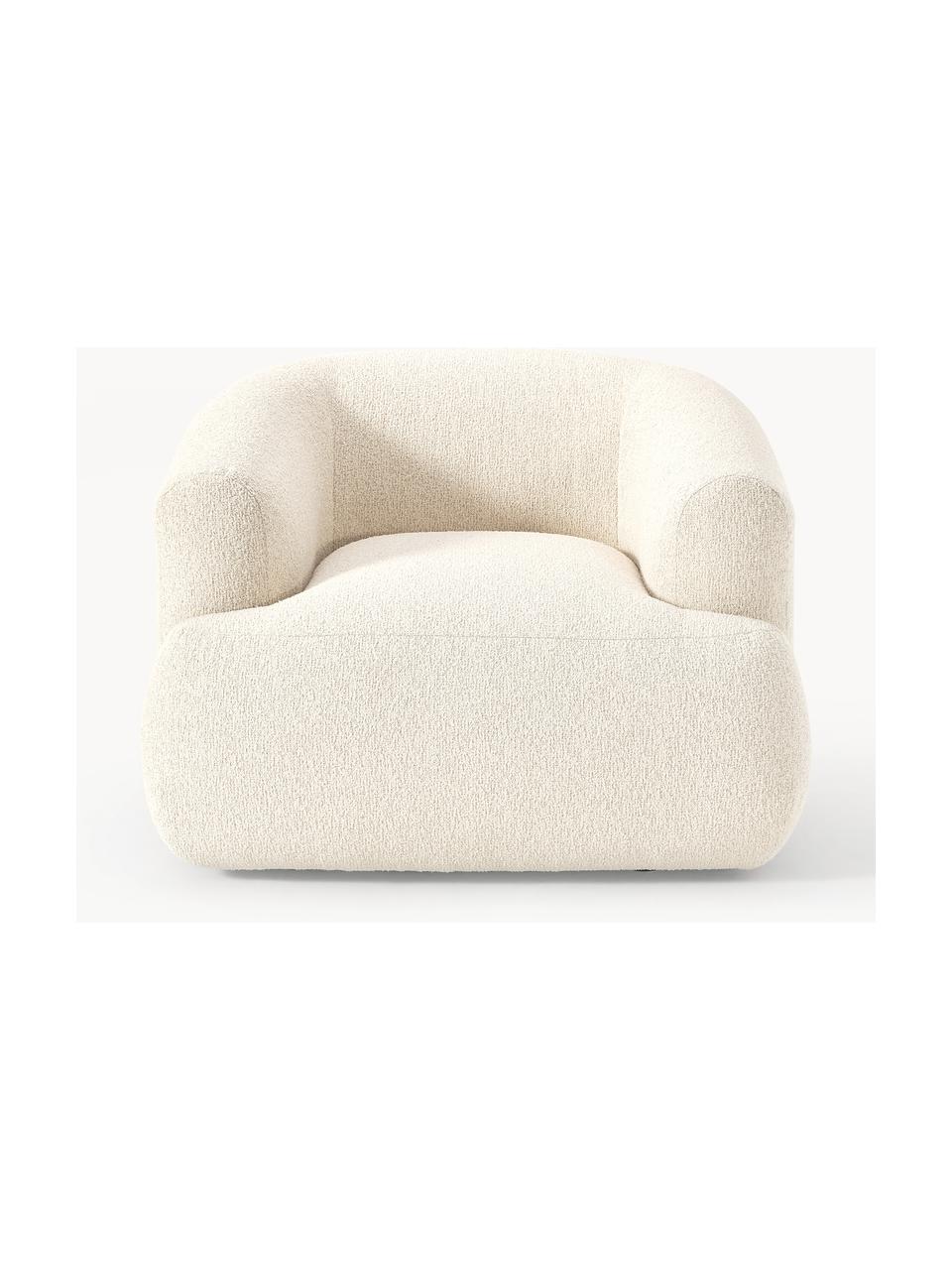 Sillón en tejido bouclé Sofia, Tapizado: tejido bouclé (100% polié, Estructura: madera de abeto con certi, Patas: plástico, Bouclé Off White, An 97 x Al 84 cm