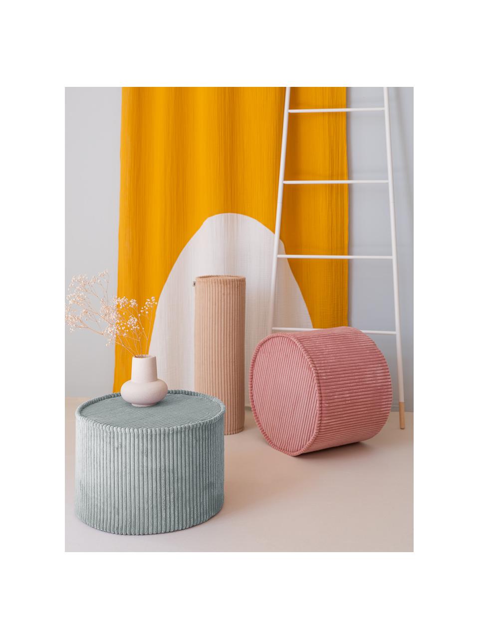 Pouf en velours côtelé pour enfant Sugar, Velours côtelé vert menthe, Ø 25 x haut. 40 cm