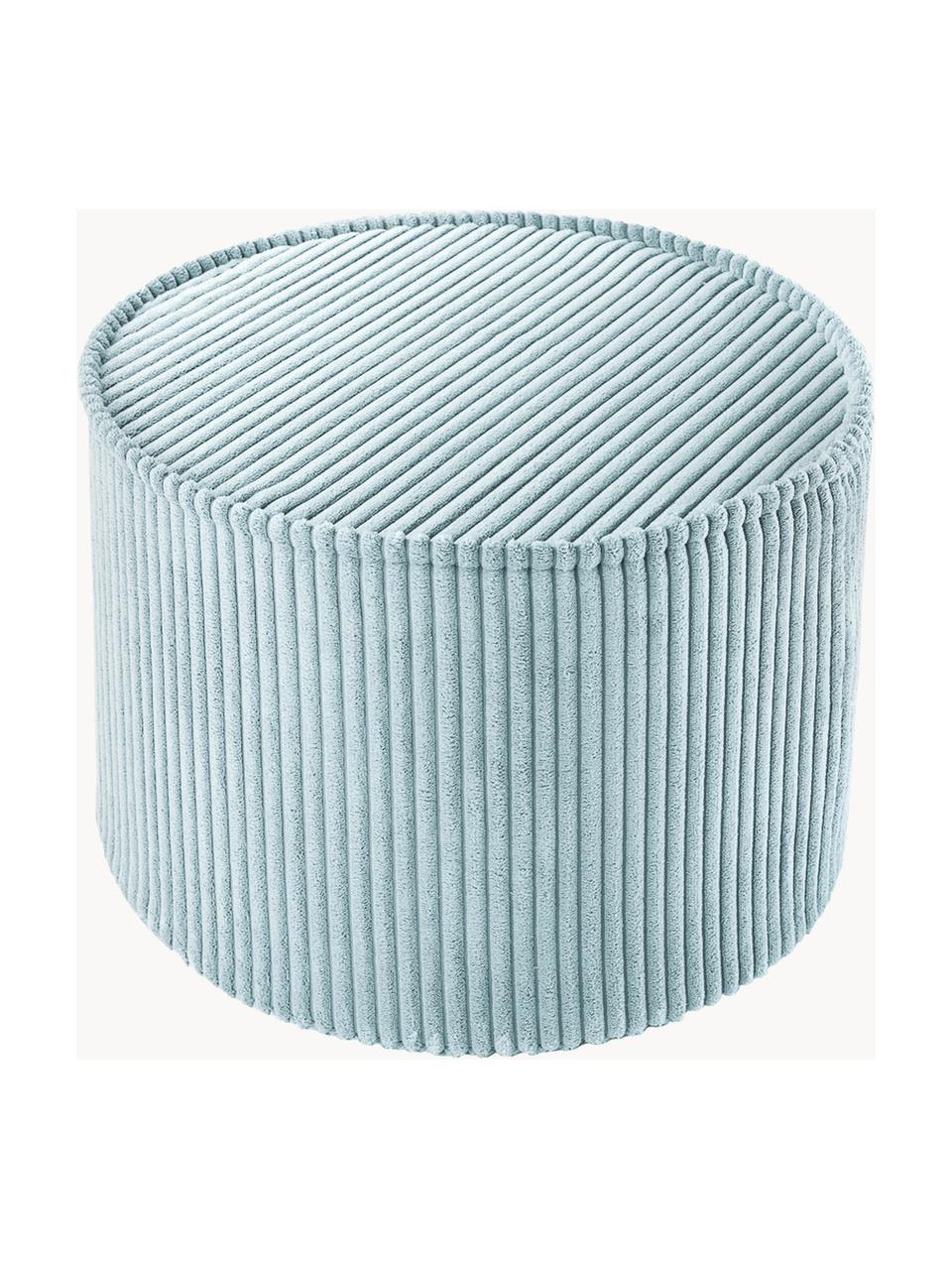 Pouf en velours côtelé pour enfant Sugar, Ø 40 cm, Velours côtelé bleu ciel, Ø 40 x haut. 25 cm