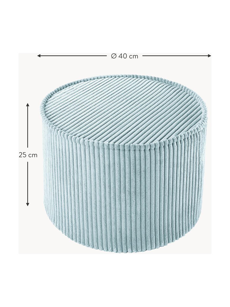 Pouf per bambini in velluto a coste Sugar Ø 40 cm, Rivestimento: velluto a coste (100% pol, Velluto a coste azzurro, Ø 40 x Alt. 25 cm