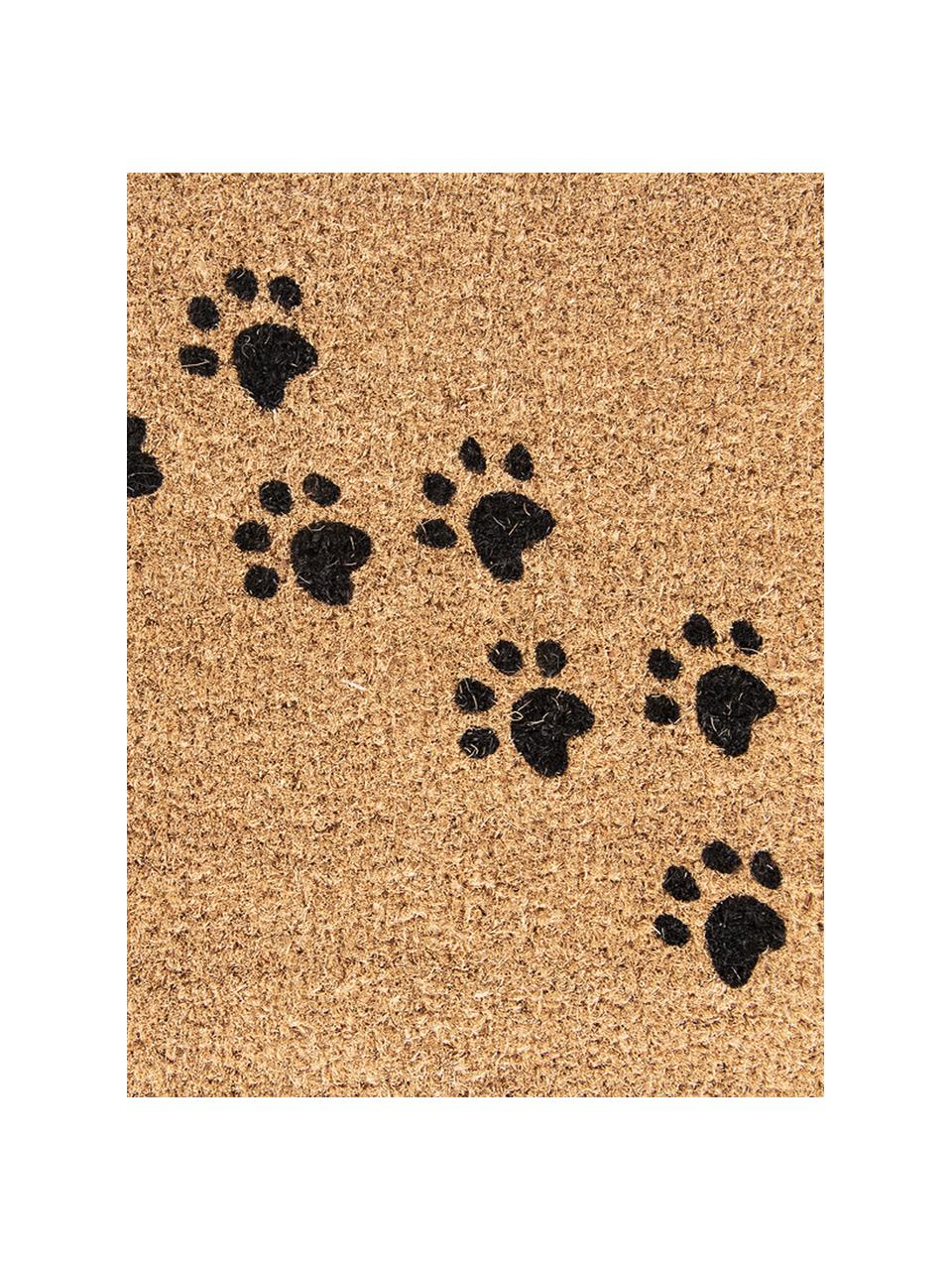 Deurmat Paws, Bovenzijde: kokosvezels, Onderzijde: PVC, Bruin, zwart, B 45 x L 75 cm