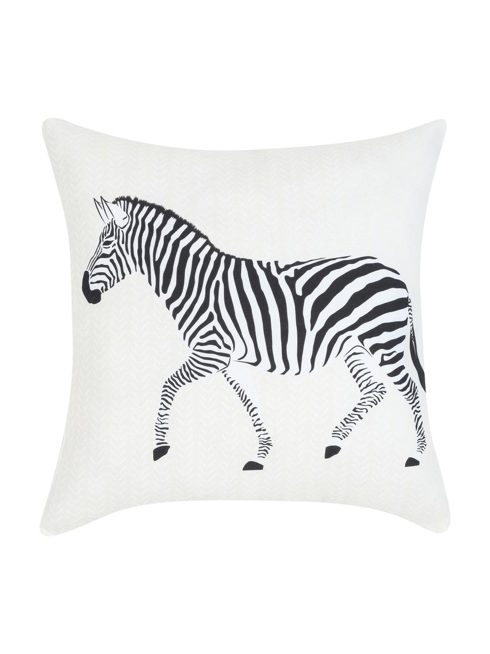 Federa con motivo a zebra Marty, set di 2, 100% cotone, Beige, Larg. 40 cm x Lung. 40 cm