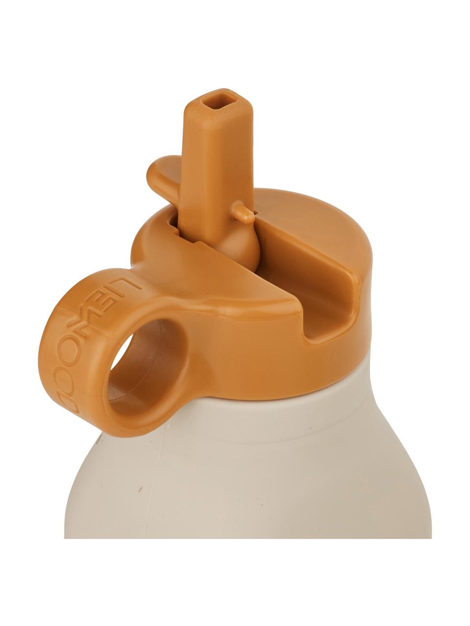Bottiglia d'acqua Warren, Silicone, Beige chiaro, marrone chiaro, motivo safari, Larg. 8 x Alt. 19 cm, 350 ml