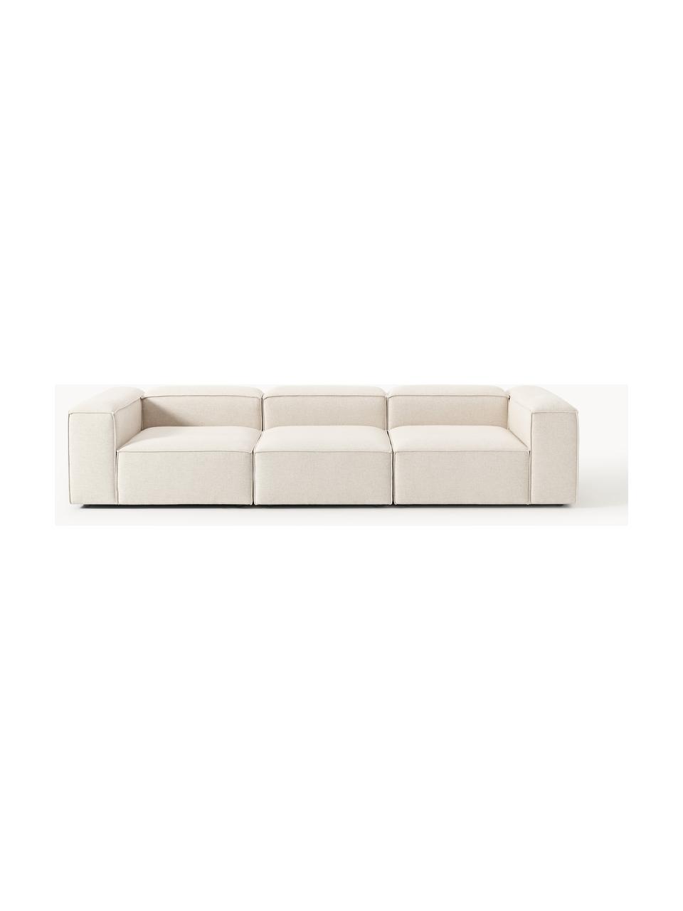 Modulares Sofa Lennon (4-Sitzer) aus Leinen-Mix, Bezug: 50 % Viskose, 25 % Leinen, Gestell: Fichtenholz, Sperrholz, m, Füße: Kunststoff Dieses Produkt, Leinen-Mix Beige, B 327 x T 119 cm