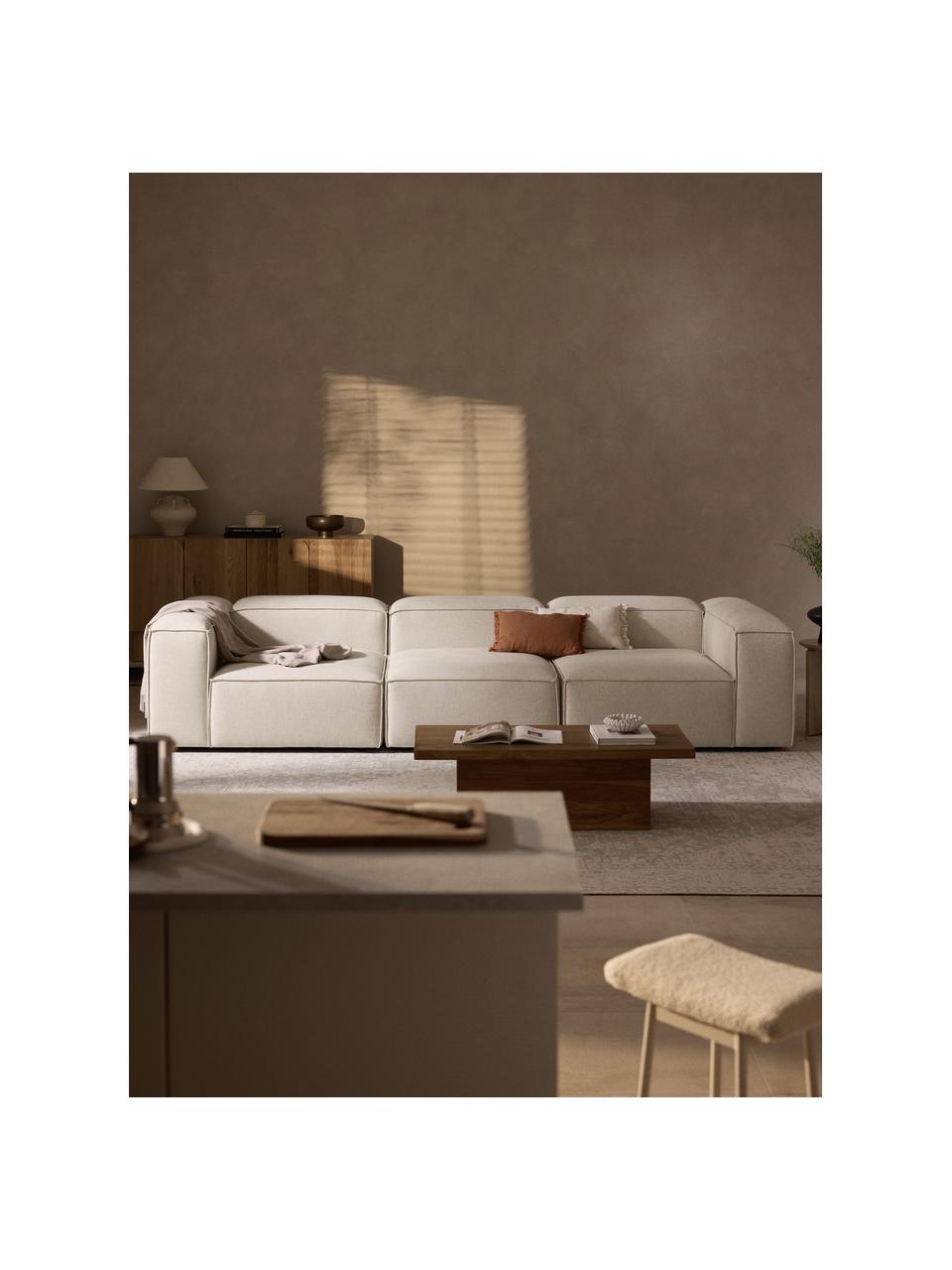 Modulares Sofa Lennon (4-Sitzer) aus Leinen-Mix, Bezug: 50 % Viskose, 25 % Leinen, Gestell: Fichtenholz, Sperrholz, m, Füße: Kunststoff Dieses Produkt, Leinen-Mix Beige, B 327 x T 119 cm