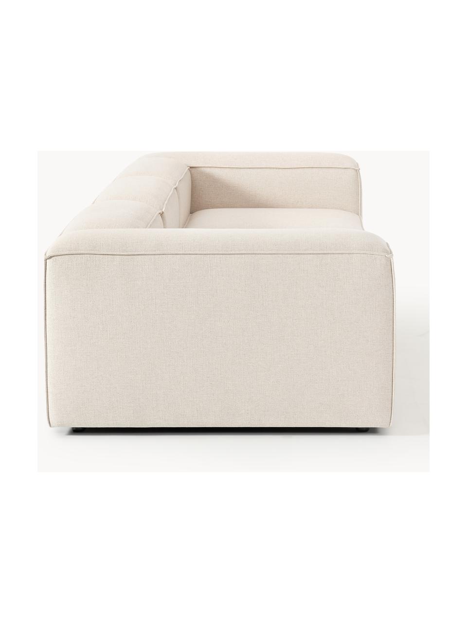 Modulares Sofa Lennon (4-Sitzer) aus Leinen-Mix, Bezug: 50 % Viskose, 25 % Leinen, Gestell: Fichtenholz, Sperrholz, m, Leinen-Mix Beige, B 327 x T 119 cm