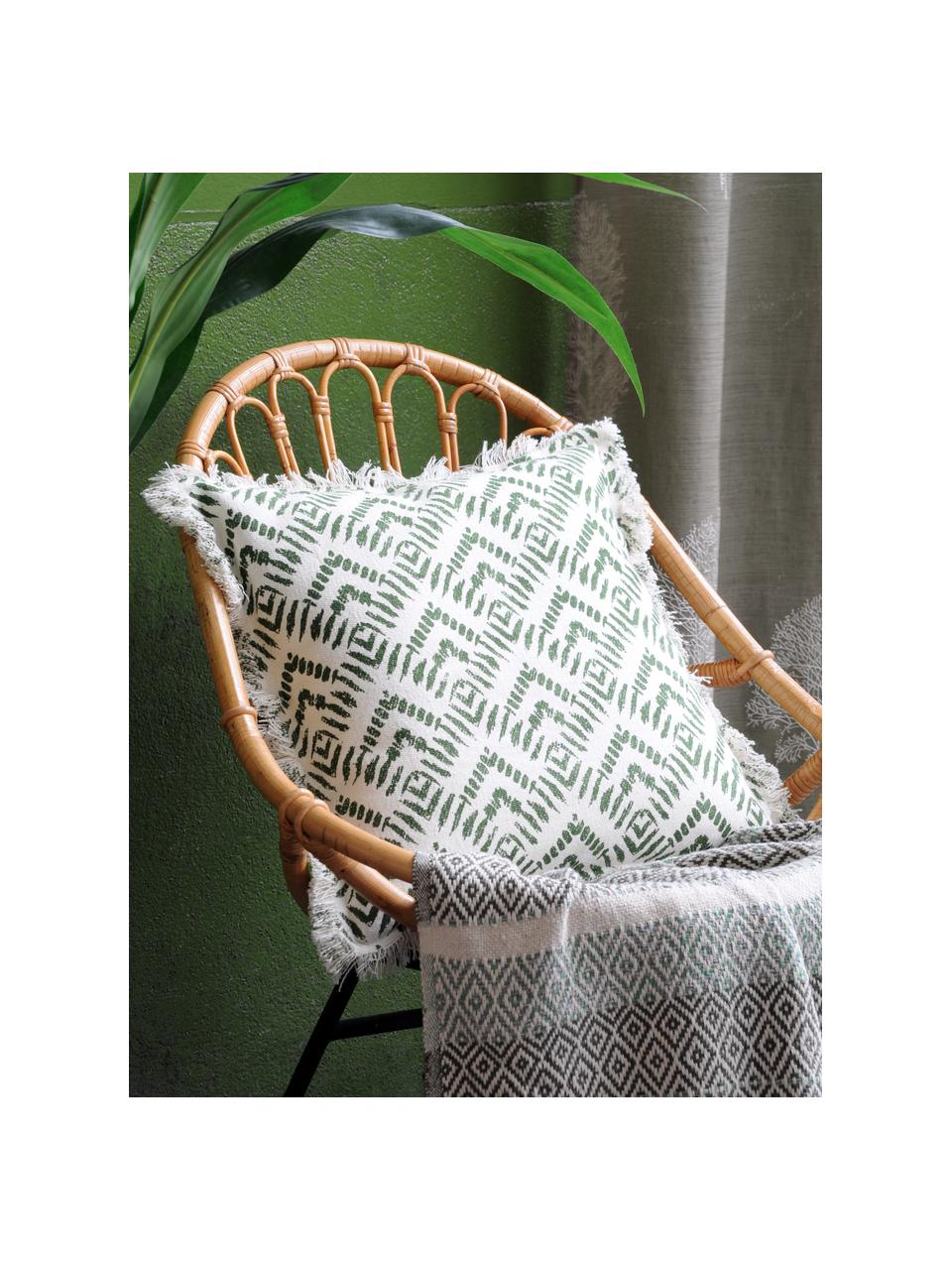 Coussin 45x45 ethno Sudda, Blanc cassé, vert