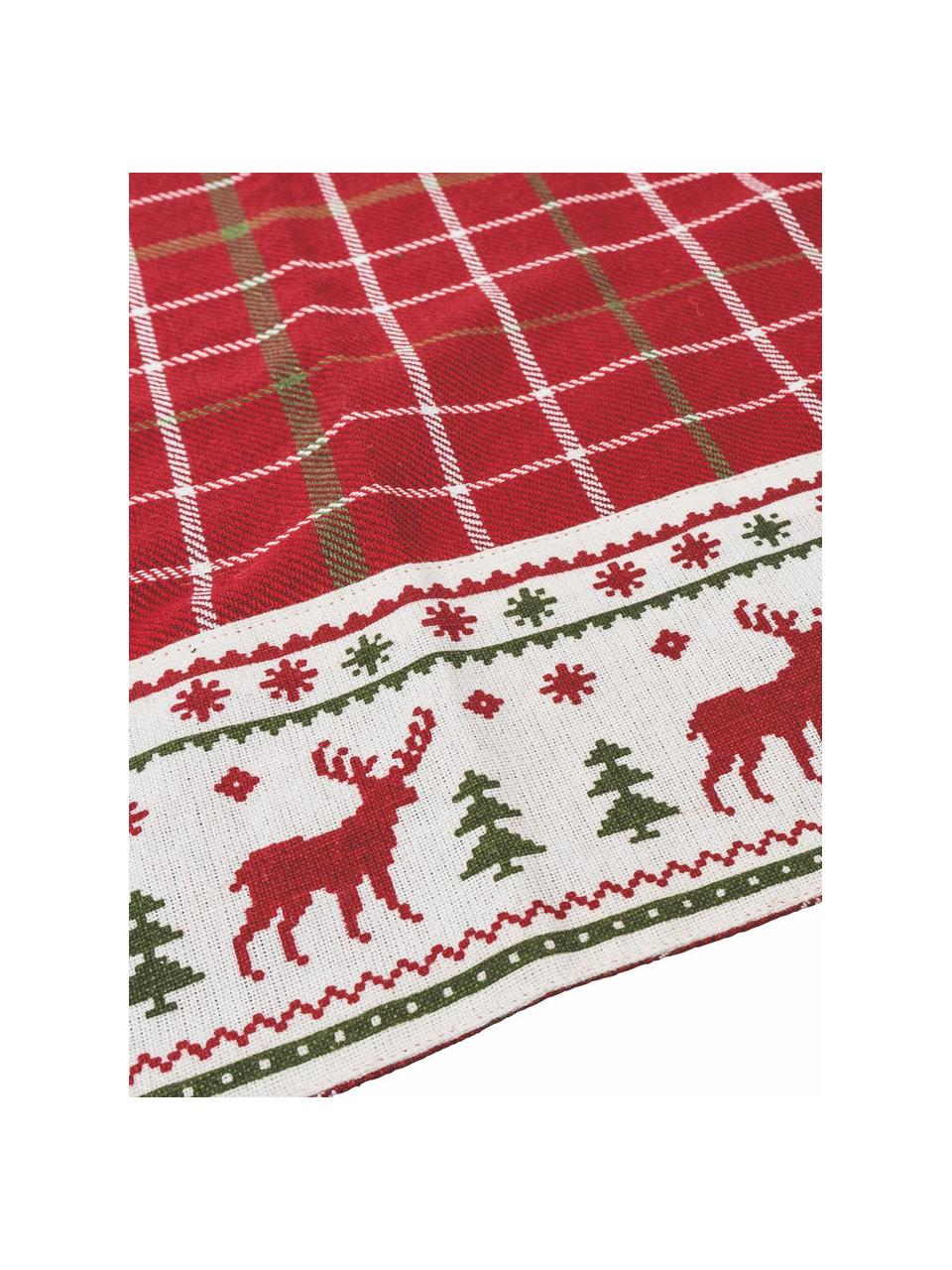 Bavlnená utierka s vianočným vzorom Tartan, 100 % bavlna, Červená, biela, odtiene zlatej, Š 50 x D 70 cm