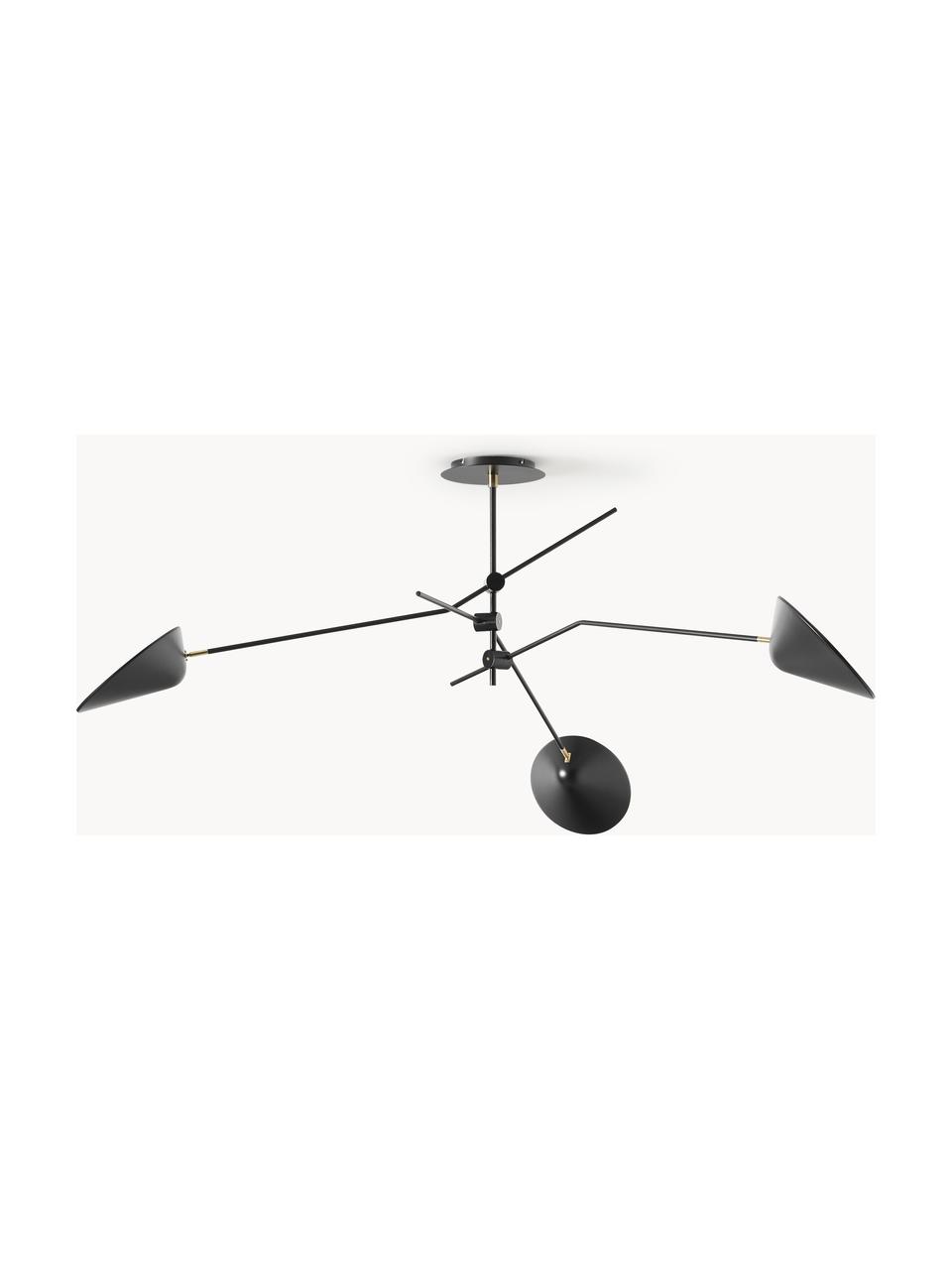 Grote plafondlamp Neron, Decoratie: vermessingd metaal, Zwart, B 173 x D 170 cm