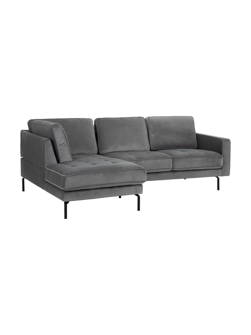 Sofa narożna z aksamitu Gabriela, Tapicerka: aksamit poliestrowy, Nogi: metal lakierowany, Szary, S 230 x G 148 cm
