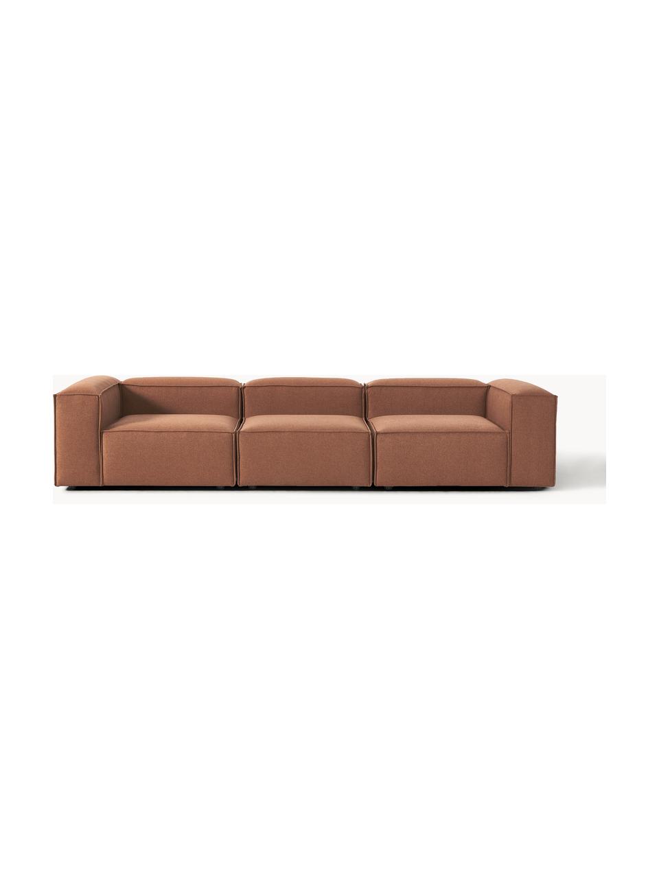 Modulares Sofa Lennon (4-Sitzer), Bezug: 100 % Polyester Der strap, Gestell: Massives Kiefernholz, Spe, Webstoff Nougat, B 327 x T 119 cm