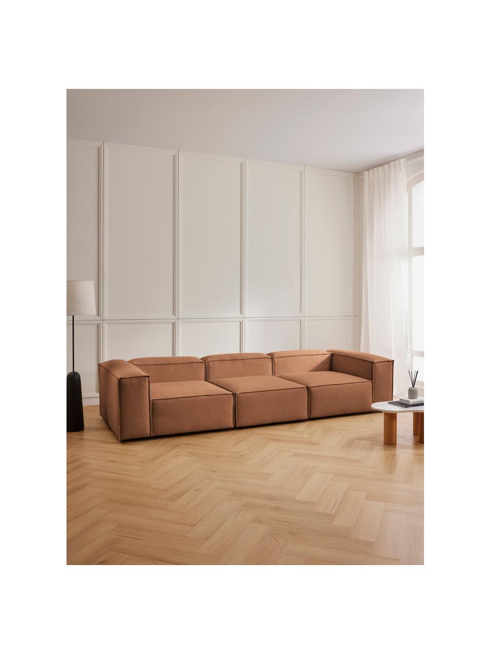 Sofa modułowa Lennon (4-osobowa), Tapicerka: 100% poliester Dzięki tka, Stelaż: lite drewno sosnowe, cert, Nogi: tworzywo sztuczne, Nugatowa tkanina, S 327 x G 119 cm