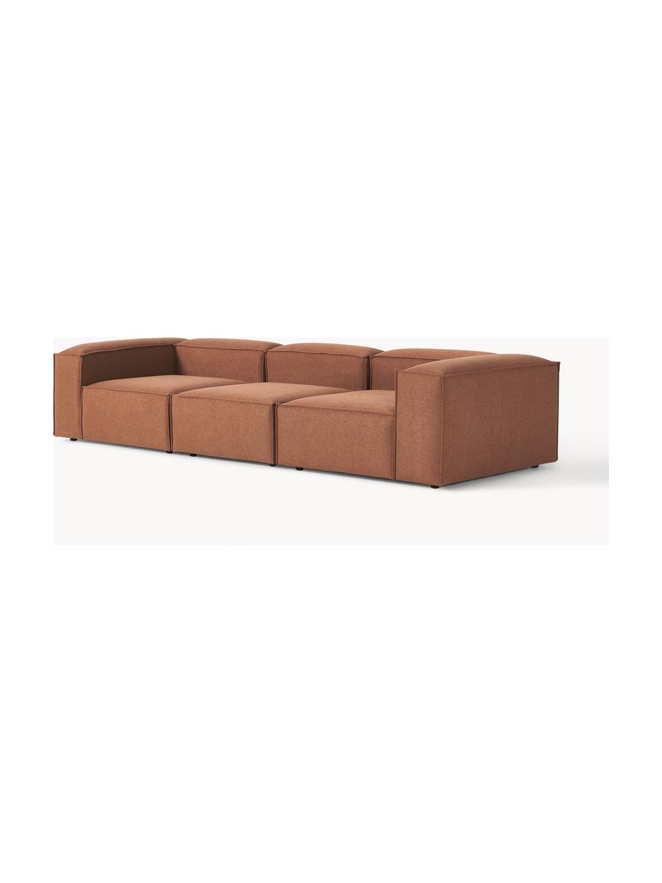 Modulares Sofa Lennon (4-Sitzer), Bezug: 100 % Polyester Der strap, Gestell: Massives Kiefernholz, Spe, Webstoff Nougat, B 327 x T 119 cm