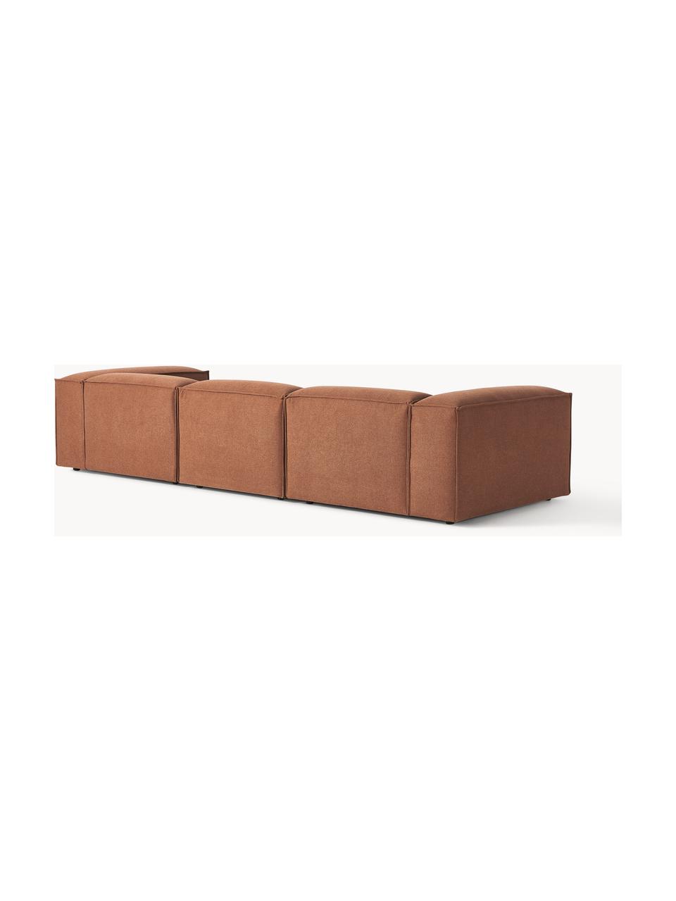 Modulares Sofa Lennon (4-Sitzer), Bezug: 100 % Polyester Der strap, Gestell: Massives Kiefernholz, Spe, Webstoff Nougat, B 327 x T 119 cm