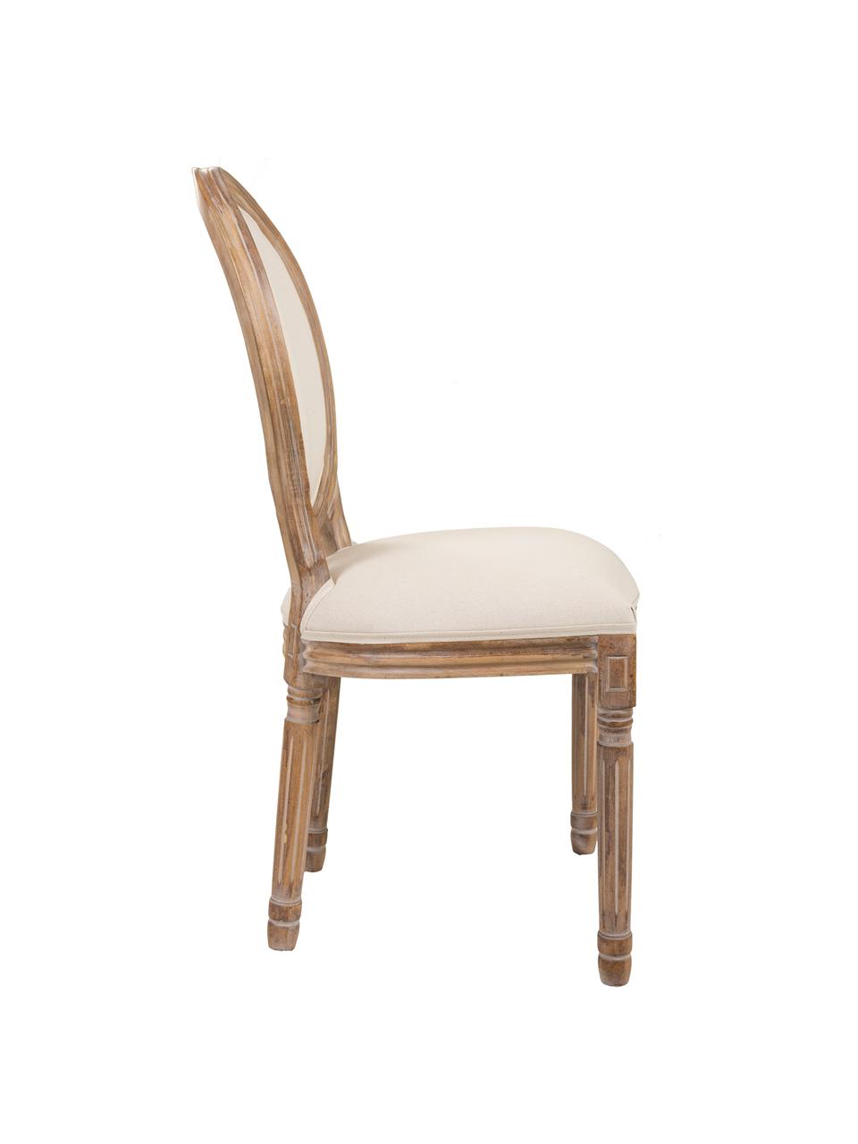 Sedia in legno con seduta imbottita Louis, Rivestimento: tessuto Telaio, Marrone, beige, Larg. 46 x Prof. 48 cm